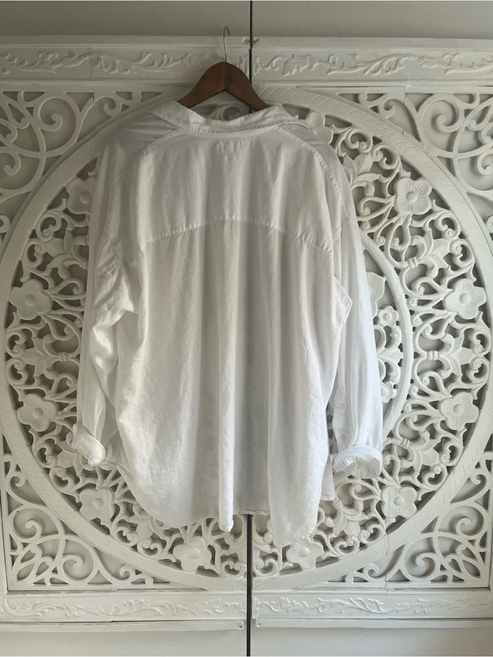 Aritzia Wilfred Free White Linen Oversized Boyfriend Button Up Shirt Large - Picture 5 of 6
